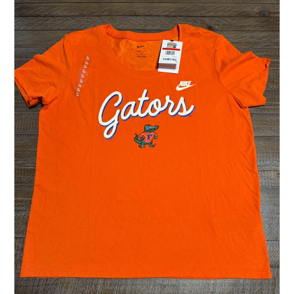 Nike Florida Gators T-Shirt Womens Large Orange NWT Dri-FIT Script Logo Tee